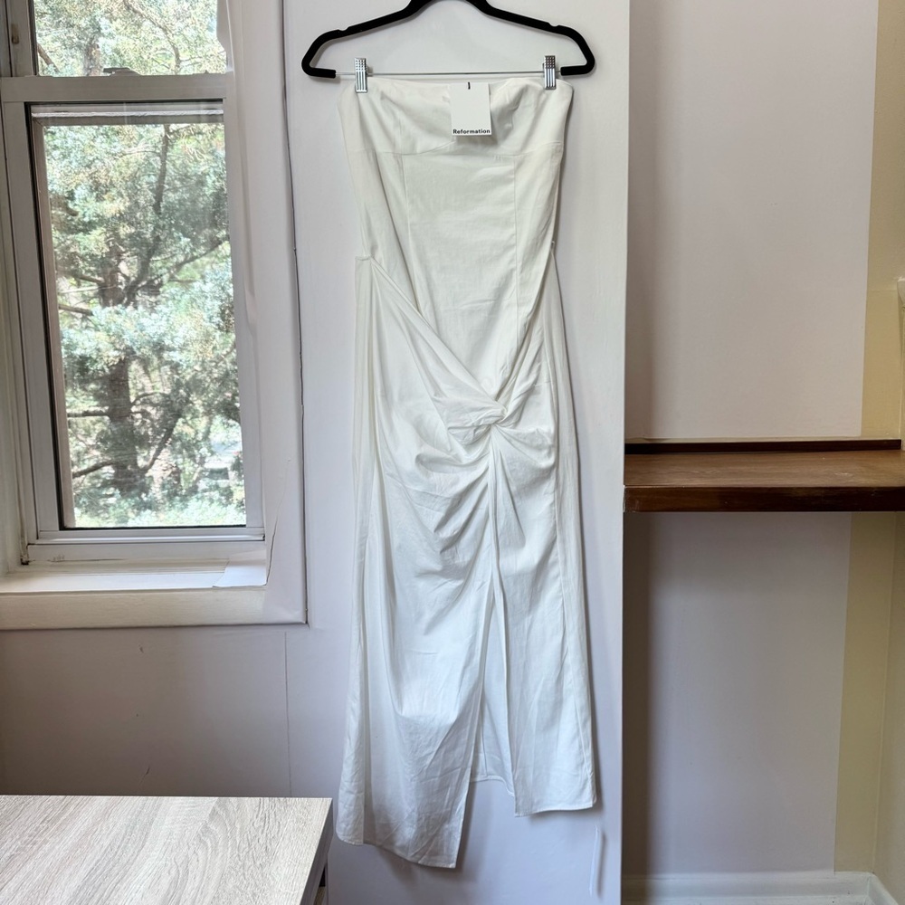 NWT Reformation Kynzie Dress Midi Strapless White 6 - Picture 8 of 15